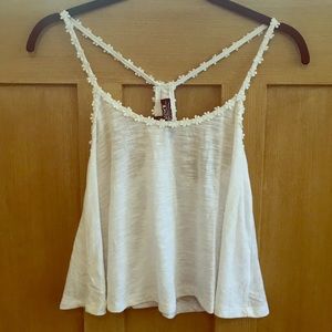 White floral crop tank
